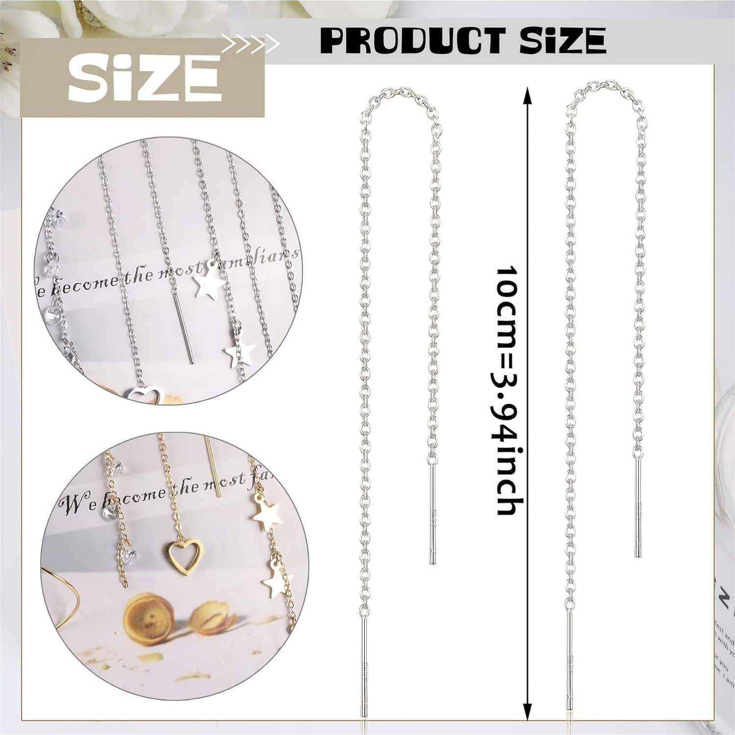 8Pairs Stainless Steel Threader Tassel Earrings - Double Twist Wave Drop Dangle